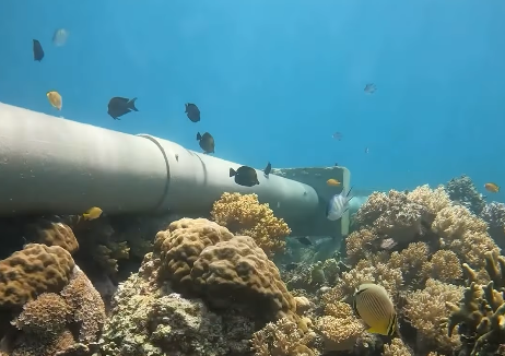 Pipa Proyek Benur Terpasang di Atas Karang Pantai Kaluku, Ekosistem Laut Donggala Terancam?